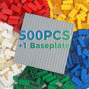 1000 Block Pack, Assiettes de Base empilables Classiques, 3 Assiettes de Base Bleues, Grises et Vertes de 6,3 po x 6,3 po, compatibles avec Toutes Les Grandes Marques(Multicolore)