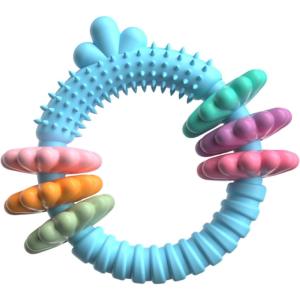 Anneau de dentition pour chiot, anneaux à mâcher pour chiens,Jouet à mâcher robuste et résistant – Anneaux à mâcher en caoutchouc pour chiots pour soutenir des dents et des gencives saines,(Bleu)
