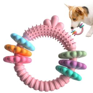 Anneau de dentition pour chiot, anneaux à mâcher pour chiens,Jouet à mâcher robuste et résistant – Anneaux à mâcher en caoutchouc pour chiots pour soutenir des dents et des gencives saines,(Rose)