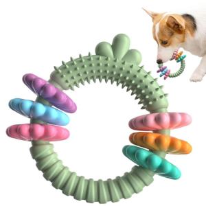 Anneau de dentition pour chiot, anneaux à mâcher pour chiens,Jouet à mâcher robuste et résistant – Anneaux à mâcher en caoutchouc pour chiots pour soutenir des dents et des gencives saines,(Vert)