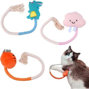 3Pcs Jouet de Dentition Chaton, Chat Mordant Jouets Corde Résistant aux Larmes, Jouet pour Chat Interieur Interactif, Amusants Chats Teething Rope, Jouets Chaton Herbe a Chats pour Nettoyer Les Dents