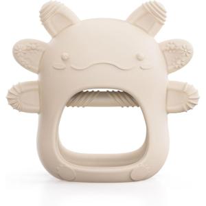 akolik Anneau Dentition Bébé en Silicone, Gants de Dentition Prise Facile, Jouet Bébé 0-3-6-9-12 Mois, Sans BPA, Cadeau Naissance Fille Garcon(Blanc)