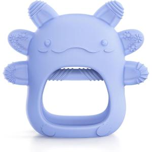 akolik Anneau Dentition Bébé en Silicone, Gants de Dentition Prise Facile, Jouet Bébé 0-3-6-9-12 Mois, Sans BPA, Cadeau Naissance Fille Garcon(Bleu)