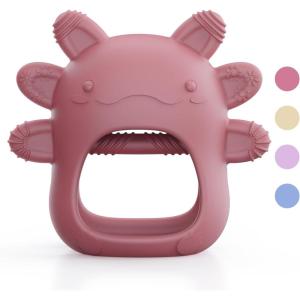 akolik Anneau Dentition Bébé en Silicone, Gants de Dentition Prise Facile, Jouet Bébé 0-3-6-9-12 Mois, Sans BPA, Cadeau Naissance Fille Garcon(Poudre)