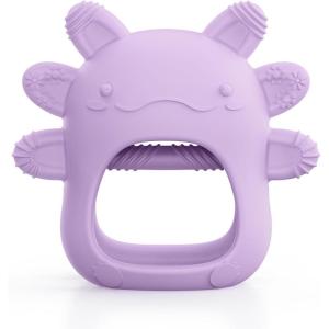 akolik Anneau Dentition Bébé en Silicone, Gants de Dentition Prise Facile, Jouet Bébé 0-3-6-9-12 Mois, Sans BPA, Cadeau Naissance Fille Garcon(Violet)