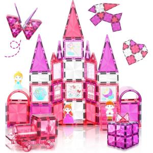 Blocs de Construction Magnétiques 131 PCS avec 2 Voitures, Jouets magnétiques pour Enfants Les Tout-Petits, Jouets pour 3 4 5 6 7 8 Ans garçon Fille, Multicolore.(101 PCS)
