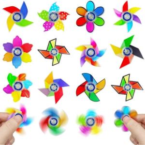 16 Pièces Fidget Hand Giocattoli, Cadeau Anniversaire Enfants, Nouveauté Et Moulins À Vent Colorés Finger Hand Spinner, Objet Satisfaisant, Jouets Anti-Stress pour Enfants/Adultes TDAH