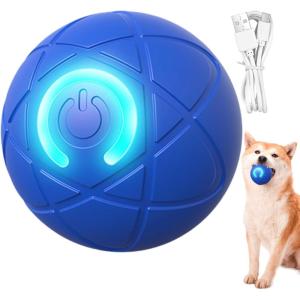 Balle Chien Interactif, Self Moving Dog Balle Interactive Pour Chien, Jouets Pour Chiens Interactive Intelligent Rechargeable Avec Lumières LED, Balles Chiot Qui Bouge Toute Seule Pour Chiot/Chiens(Bleu)