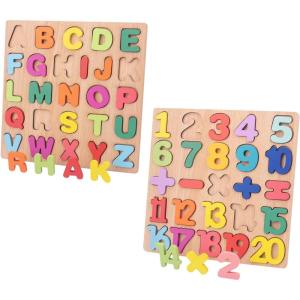 2pcs Puzzle Alphabet Bois CHUNLINLAODA Puzzles en Bois Enfant Alphabet en Boi et numéro Puzzle Alphabets Coloré Puzzles Alphabe de 3+ Ans Enfant Jouets pour Jeux Éducatifs (Multicolore 1)(Multicolore 1)