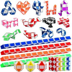15 Pièces avec 24 Blocs Serpent Magique Snake Puzzle, Mini Magic Snake Cube, Twist Puzzle Toy, Casse Tete Enfant, Idées Cadeau Anniversaire Enfants, pour Enfants et Adultes(M)