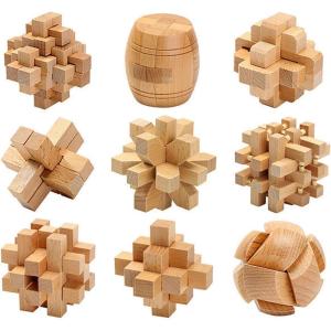 9 Pièces 3D Puzzle Casse Tête en Bois, Jeu Casse Tête, Jouets d&rsquo;intelligence éducative, IQ Test Disentanglement Puzzles,Jouets pour des Enfants et des Adolescents#C(9 Styles-c)