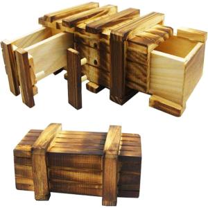 2PCS Boîte Secrète en Bois Mystérieux Casse-tête en Bois Boîte Magique Pratique Puzzle Boîte Compartiment Boîte en Bois pour Enfants Adultes