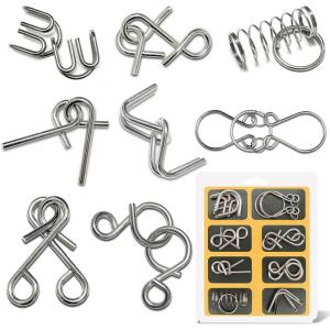 8 Pièces Casse Tete Metallique, Métal Brain Teaser Puzzle, Jeux Casse Tête Metal IQ Test Disentanglement Puzzles Jeu Educatif Logic Jeu Magic Toy Cadeau pour Adultes et Enfants