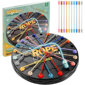 Brainy Knots Jeu de Société, Puzzle Démêlage Corde avec 10 Ficelles Colorées,Jeu de Logique Stratégique pour Enfants 3+ Jeu Familial Voyage