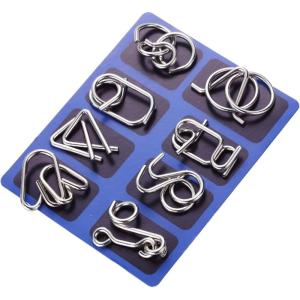 Casse-tête en Métal Set 8 Pièces – Jouet de Puzzle en Métal – Jouets d&rsquo;intelligence éducative – Jouets pour des Enfants et des Adolescents #3(8pcs-a)