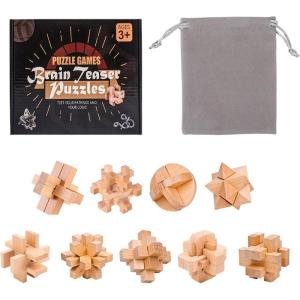 9 Pièces Casse Tete Bois, Jeux Casse Tête, 3D IQ Puzzle Mini Casse-tête en Bois, Esprit Test Jeu Educatif Intellectuel Logic Jouet Classique Cadeau pour Adulte Adolescent Enfant, 4.5cm(B-9pcs-4.5cm)