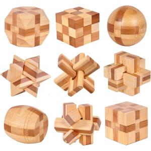 9 Pièces Casse Tete Bois, Jeux Casse Tête, 3D IQ Puzzle Mini Casse-tête en Bois, Esprit Test Jeu Educatif Intellectuel Logic Jouet Classique Cadeau pour Adulte Adolescent Enfant, 4.5cm(A-9pcs-4.5cm)