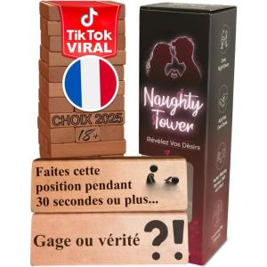 54 Blocs Roses – Jeu de Défis – Jeu d’Équilibre pour Deux Joueurs – Activités Amusantes – Version Française(Édition Bois Naturel)