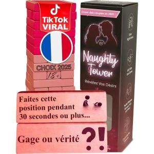 54 Blocs Roses – Jeu de Défis – Jeu d’Équilibre pour Deux Joueurs – Activités Amusantes – Version Française(Édition Harmonie Rose)