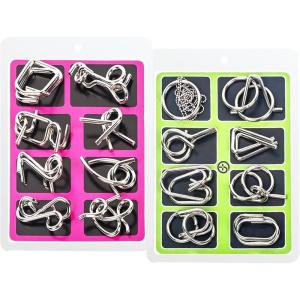 Casse-Tete Metal Ensemble de 16 Casse Tête Metallique pour Enfants et Adultes Challenge Set Chinois Métal Brain Teaser Disentanglement Puzzle Jouet d&rsquo;intelligence Éducative(Casse Tête Metallique #1)