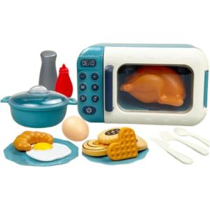 Amagogo Lot de 17 Jouets de Simulation pour Micro-Ondes, Accessoires de Cuisine, décoration, ustensiles de Cuisine, Jouets pour Tout-Petits, Bleu(Bleu)