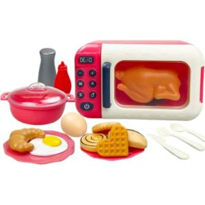Amagogo Lot de 17 Jouets de Simulation pour Micro-Ondes, Accessoires de Cuisine, décoration, ustensiles de Cuisine, Jouets pour Tout-Petits, Bleu(Rouge)