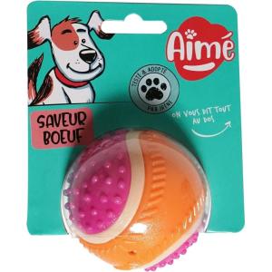 Aimé – Balle pour Chien 5 en 1 Saveur Bœuf – Jouet Interactif/Éducatif pour Développer et Stimuler les 5 Sens – Résistant Toutes Races et Tous Âges – Balle 6 cm(Balle 5 sens – 6cm)
