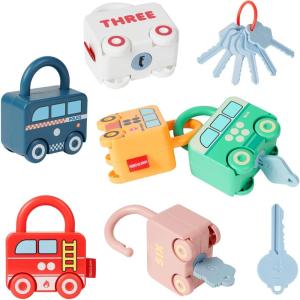 Ainiv Jouets de Voiture Montessori, Clés et de Serrures pour Les Tout-Petits, Jeux de Société Occupés pour Les Activités des Tout-Petits, Cadeau pour Les Enfants de 3 4 5 6 Ans Garçons Filles Enfants(Serrure Jouet)