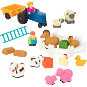 Battat – Tracteur Amusant à l&rsquo;agriculture – Jouet de Ferme pour Tout-Petits et Enfants – Tracteur Jouet Sons et Lumières – Jeu d&rsquo;éveil 7 pièces – 18 Mois et +(Animaux de la ferme Classique)