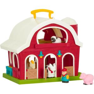 Battat – Tracteur Amusant à l&rsquo;agriculture – Jouet de Ferme pour Tout-Petits et Enfants – Tracteur Jouet Sons et Lumières – Jeu d&rsquo;éveil 7 pièces – 18 Mois et +(Grange rouge Classique)