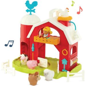 Battat – Tracteur Amusant à l&rsquo;agriculture – Jouet de Ferme pour Tout-Petits et Enfants – Tracteur Jouet Sons et Lumières – Jeu d&rsquo;éveil 7 pièces – 18 Mois et +(Grange rouge musicale)