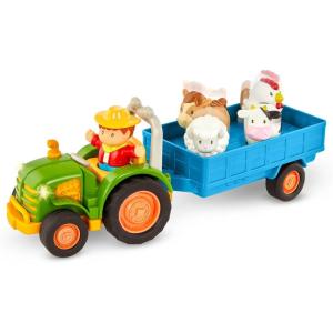 Battat – Tracteur Amusant à l&rsquo;agriculture – Jouet de Ferme pour Tout-Petits et Enfants – Tracteur Jouet Sons et Lumières – Jeu d&rsquo;éveil 7 pièces – 18 Mois et +(Tracteur musical avec animaux)