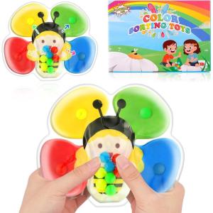 Ainiv Jouet Sensoriel Anti Stress pour Enfants, Jouets Sensoriels de Tri des Couleurs, Jouets Éducatifs de Correspondance des Couleurs, pour Les Enfants d&rsquo;Âge Préscolaire – Fleur(Abeille)