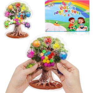 Ainiv Jouet Sensoriel Anti Stress pour Enfants, Jouets Sensoriels de Tri des Couleurs, Jouets Éducatifs de Correspondance des Couleurs, pour Les Enfants d&rsquo;Âge Préscolaire – Fleur(Arbre)
