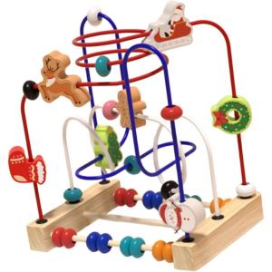 Bead Maze Jouet Éducatif Bois Circuit Perles Activité Interactive Développement Motricité pour Enfants Adapté pour Apprentissage Préscolaire Moments E, Animaux(Thème de Noël)