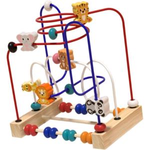 Bead Maze Jouet Éducatif Bois Circuit Perles Activité Interactive Développement Motricité pour Enfants Adapté pour Apprentissage Préscolaire Moments E, Animaux(Animaux)