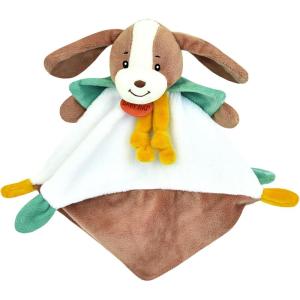 Baby NAT&rsquo; – Doudou Attache Sucette Lucien Le Chien 17 cm – Doudou Bébé Chien Mixte avec Oreilles Souples et Nouettes – Peluche Attache Sucette Lavable 30° Cadeau Naissance Fille Garçon – BN6026(Doudou)