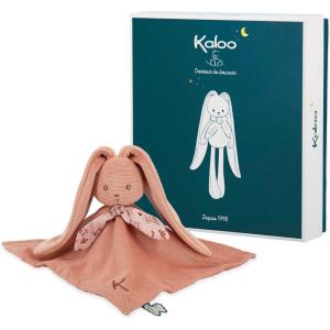 KALOO – Lapinoo – Doudou Lapin – Peluche Bébé – Couleur Terracotta – Carré 30 x 30 cm – Bi-Matières Coton et Velours Côtelé Très Doux – Boîte Cadeau – Dès la Naissance, K972208(Terracotta)
