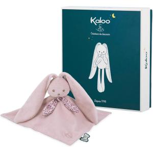 KALOO – Lapinoo – Doudou Lapin – Peluche Bébé – Couleur Terracotta – Carré 30 x 30 cm – Bi-Matières Coton et Velours Côtelé Très Doux – Boîte Cadeau – Dès la Naissance, K972208(Rose)