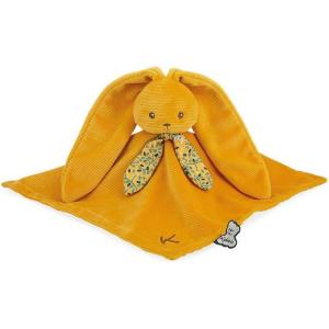 KALOO – Lapinoo – Doudou Lapin – Peluche Bébé – Couleur Terracotta – Carré 30 x 30 cm – Bi-Matières Coton et Velours Côtelé Très Doux – Boîte Cadeau – Dès la Naissance, K972208(Ocre)
