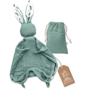 Mikito – Doudou 30×30 cm en Coton Bio – Langes pour Nouveau-Né – Parfait pour Envelopper Votre Bébé – Cadeaux Originaux pour Les Nouveaux-Nés – Les Plus Mignons!(Bleu Céladon)