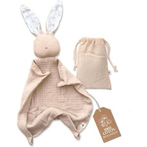 Mikito – Doudou 30×30 cm en Coton Bio – Langes pour Nouveau-Né – Parfait pour Envelopper Votre Bébé – Cadeaux Originaux pour Les Nouveaux-Nés – Les Plus Mignons!(Sable)