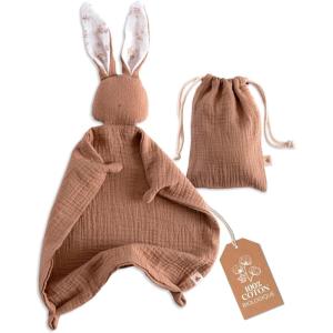 Mikito – Doudou 30×30 cm en Coton Bio – Langes pour Nouveau-Né – Parfait pour Envelopper Votre Bébé – Cadeaux Originaux pour Les Nouveaux-Nés – Les Plus Mignons!(Taupe)