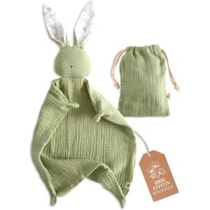 Mikito – Doudou 30×30 cm en Coton Bio – Langes pour Nouveau-Né – Parfait pour Envelopper Votre Bébé – Cadeaux Originaux pour Les Nouveaux-Nés – Les Plus Mignons!(Vert Olive)