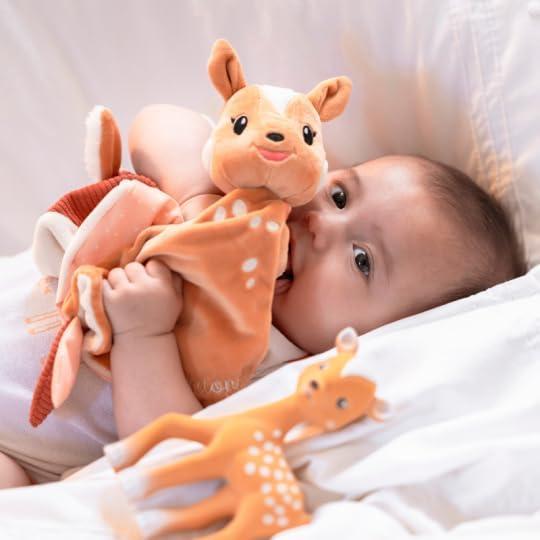 image:imageVulli Doudou Fanfan Le Faon Doudou Plat Multitexture pour Bb 0 Mois avec Attache Sucette Jouet Dveil Sensoriel Lger Et Facile Saisir Ide Cadeau Naissance Mixte