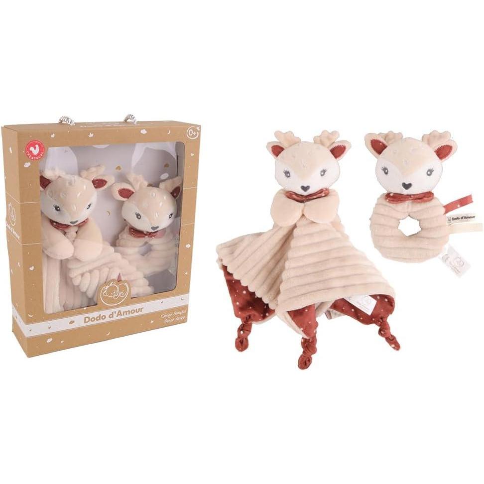 image:imageDODO DAMOUR Coffret Cadeau Doudou et Hochet Biche 053022 Crme Polaire Cadeau Naissance Peluche Bb Doux Lavable en Machine Design Franais Partir de 0 mois