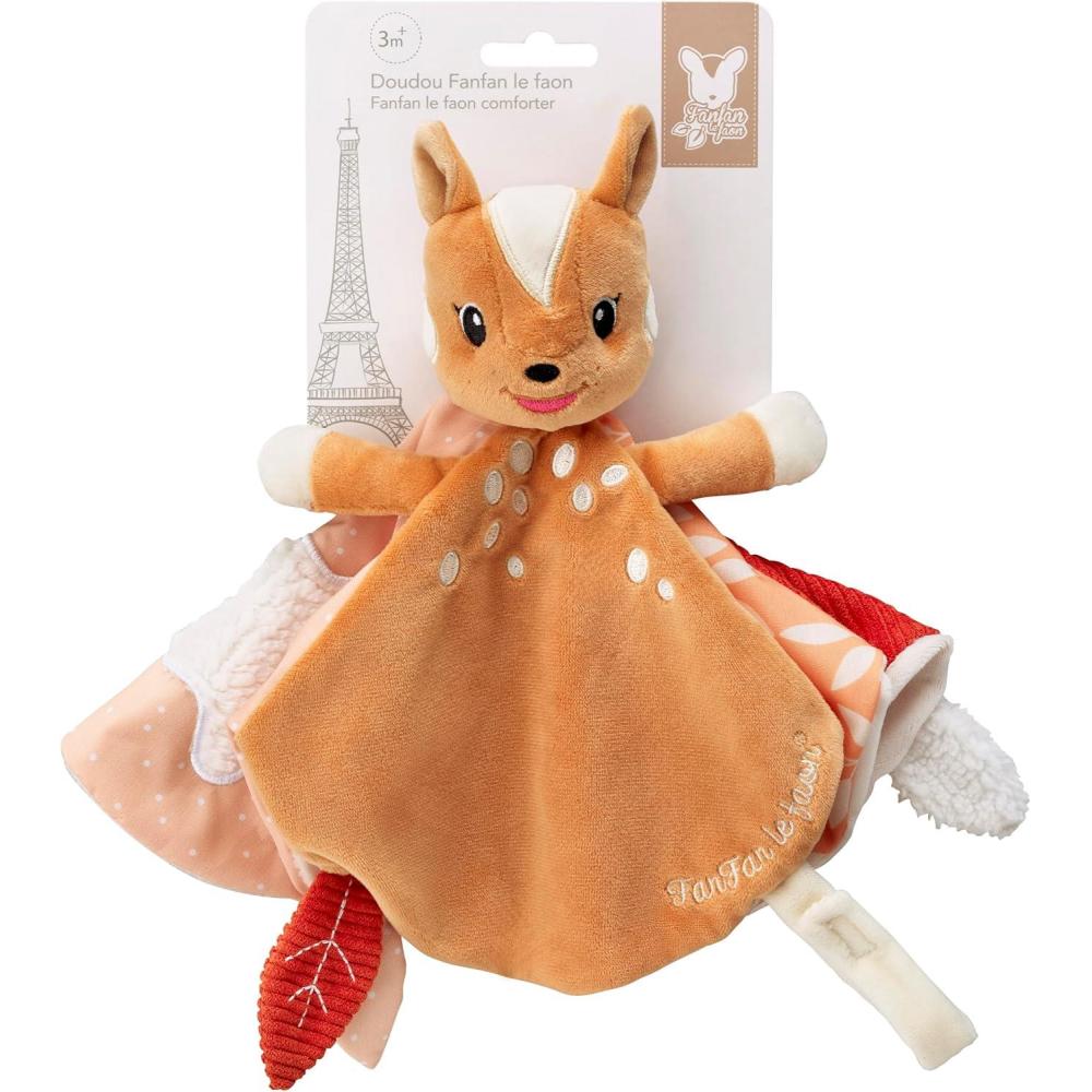 image:imageVulli Doudou Fanfan Le Faon Doudou Plat Multitexture pour Bb 0 Mois avec Attache Sucette Jouet Dveil Sensoriel Lger Et Facile Saisir Ide Cadeau Naissance Mixte