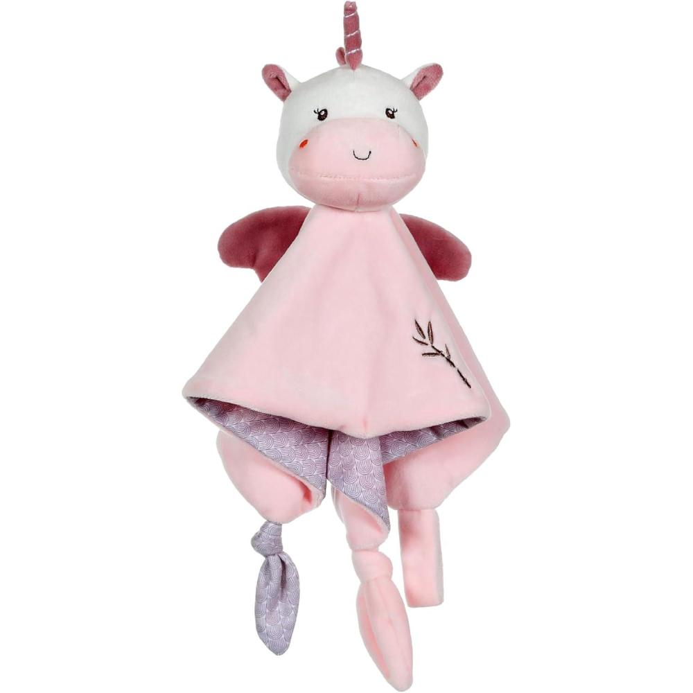 image:imageGipsy Toys  Carre Doudou Chat  Gamme  Bamboo   24 CM SCarte  Rose ET Gris  1ER AgeLicorne Rose