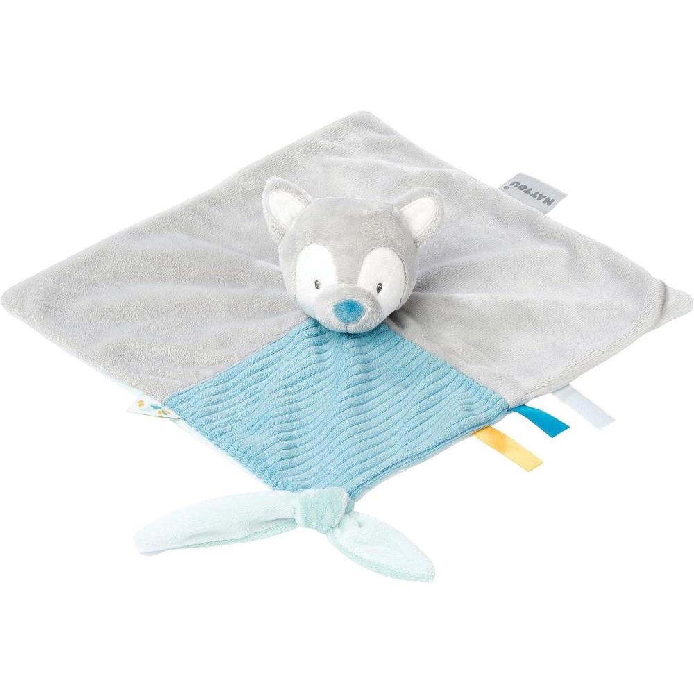 image:imageNATTOU Doudou Plat Loup Attache pour Sucette 27 x 27 cm Tim et Tiloo Beige 498128 GrisBb
