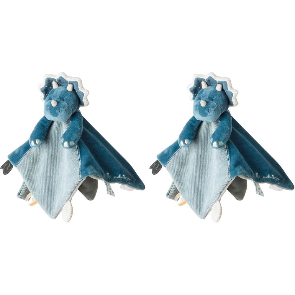image:imageNOUKIES  Doudou bb et Enfant  Dinosaure Bleu Ops  Eveil et Sommeil  Marionnette  Cadeau de NaissanceBleu